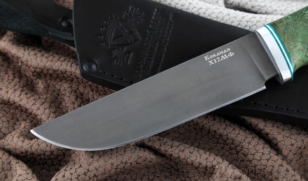 Нож Крот-2 сталь Х12МФ, рукоять карельская береза зеленая Нож Крот-2 сталь Х12МФ, рукоять карельская береза зеленая