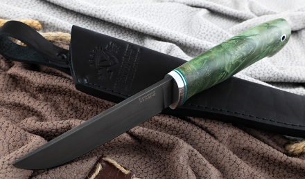 Нож Крот-2 сталь Х12МФ, рукоять карельская береза зеленая Нож Крот-2 сталь Х12МФ, рукоять карельская береза зеленая