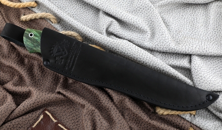 Нож Крот-2 сталь Х12МФ, рукоять карельская береза зеленая Нож Крот-2 сталь Х12МФ, рукоять карельская береза зеленая