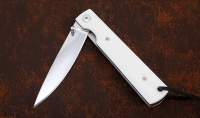 Нож складной Якут сталь Х12МФ накладки акрил белый - Нож складной Якут сталь Х12МФ накладки акрил белый