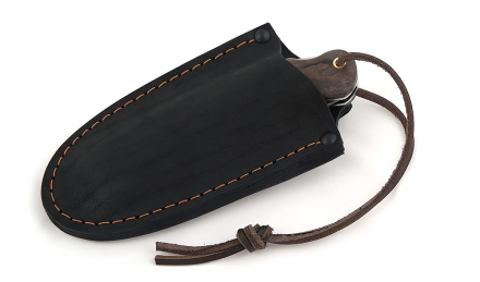 Нож складной Таежник, сталь дамаск, рукоять накладки карельская береза стабилизированная коричневая