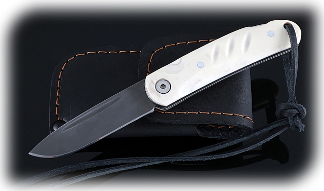 Нож Колибри, складной, сталь Х12МФ, рукоять накладки акрил белый 