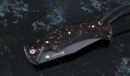 Складной нож Дельфин, сталь булат, рукоять накладки акрил коричневый