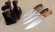 Премиум набор из четырёх ножей Шеф S390 рукоять железное дерево на подставке