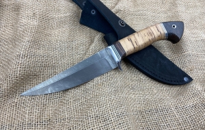 Нож "Орлан" сталь дамаск, рукоять береста (распродажа)  