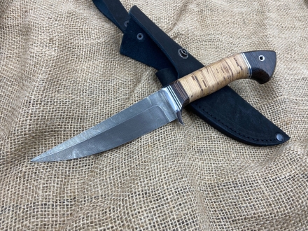 Нож "Орлан" сталь дамаск, рукоять береста (распродажа)  