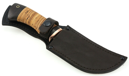 Нож Елец сталь дамаск-долы, рукоять береста Нож Елец сталь дамаск-долы, рукоять береста