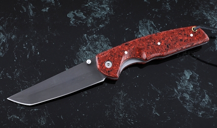 Складной нож Като, сталь Х12МФ, рукоять накладки акрил красный Складной нож Като, сталь Х12МФ, рукоять накладки акрил красный