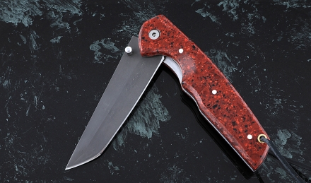 Складной нож Като, сталь Х12МФ, рукоять накладки акрил красный Складной нож Като, сталь Х12МФ, рукоять накладки акрил красный
