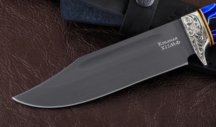 Нож Дельфин сталь Х12МФ, рукоять черный граб акрил, мельхиор Нож Дельфин сталь Х12МФ, рукоять черный граб акрил, мельхиор