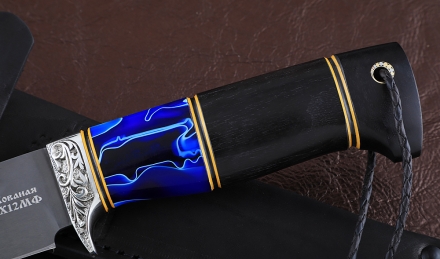 Нож Дельфин сталь Х12МФ, рукоять черный граб акрил, мельхиор Нож Дельфин сталь Х12МФ, рукоять черный граб акрил, мельхиор