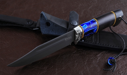 Нож Дельфин сталь Х12МФ, рукоять черный граб акрил, мельхиор Нож Дельфин сталь Х12МФ, рукоять черный граб акрил, мельхиор