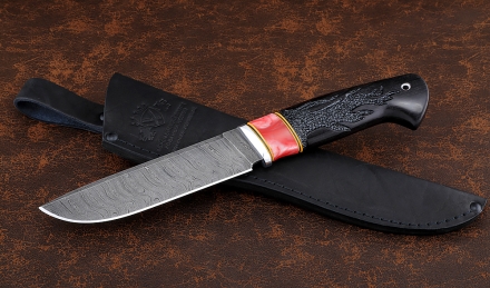 Нож Барракуда-2 сталь дамаск, рукоять черный граб резной, акрил