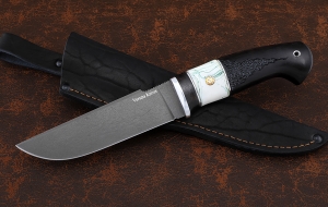 Нож Алтай сталь Х12МФ, рукоять черный граб резной акрил Нож Алтай сталь Х12МФ, рукоять черный граб резной акрил