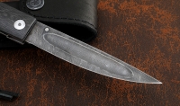 Нож складной Якут сталь дамаск накладки карбон - Нож складной Якут сталь дамаск накладки карбон