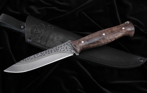 Нож №37 Х12МФ цельнометаллический рукоять карельская береза коричневая
