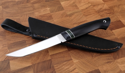 Нож Шаман М390 рукоять G10 черная, карельская береза зеленая, черный граб
