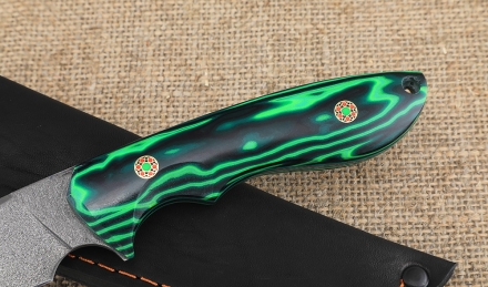 Нож "Рысь" цельнометаллическая сталь х12мф, рукоять G10 зеленая Нож "Рысь" цельнометаллическая сталь х12мф, рукоять G10 зеленая