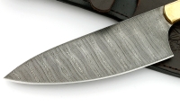 Нож Шеф №4 сталь дамаск, рукоять черный граб, латунь - _MG_6203.jpg