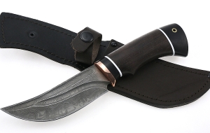 Нож Елец сталь дамаск-долы, рукоять черный граб венге