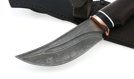 Нож Елец сталь дамаск-долы, рукоять черный граб венге Нож Елец сталь дамаск-долы, рукоять черный граб венге