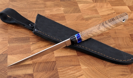 Нож Учар М390 рукоять G10 черная, акрил синий, зебрано Нож Учар М390 рукоять G10 черная, акрил синий, зебрано