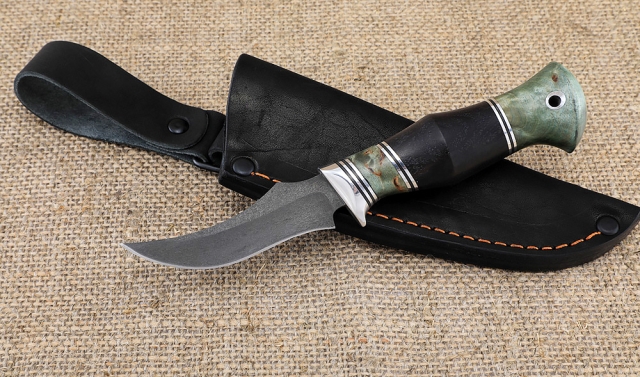Нож Малыш-3, Х12МФ, рукоять карельская береза зеленая, черный граб 