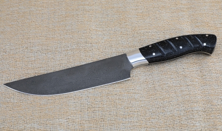 Кухонный набор из стали х12мф рукоять из акрила черного , подставка из акрила  черного