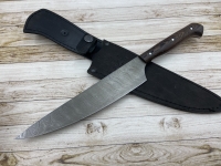 Нож Шеф №5  цельнометаллический сталь дамаск, накладки венге (распродажа) 