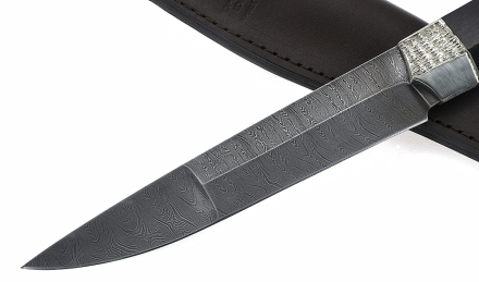 Нож Орел сталь дамаск рукоять черный граб мельхиор 1 Нож Орел сталь дамаск рукоять черный граб мельхиор 1