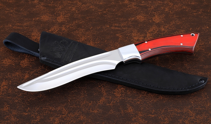 Нож Волк цельнометаллический, сталь 95х18, долы, рукоять G10 красная