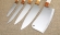 Подставка из акрила с набором из 4 ножей и тяпки 95х18, G10 белая карельская береза