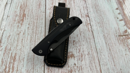 Складной нож "Зубр" сталь х12мф, накладки G10 черная с клипсой 