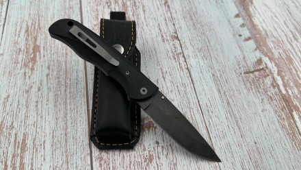 Складной нож "Зубр" сталь х12мф, накладки G10 черная с клипсой 