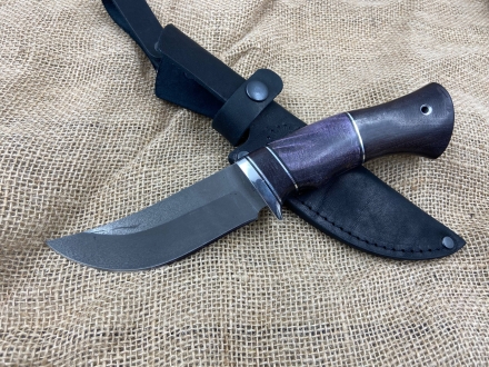 Нож "Коршун" сталь х12мф, рукоять черный граб и стабилизированная карельская береза фиолетовая (распродажа) 