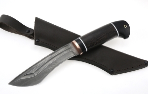 Нож Каратель сталь дамаск-долы рукоять черный граб венге Нож Каратель сталь дамаск-долы рукоять черный граб венге