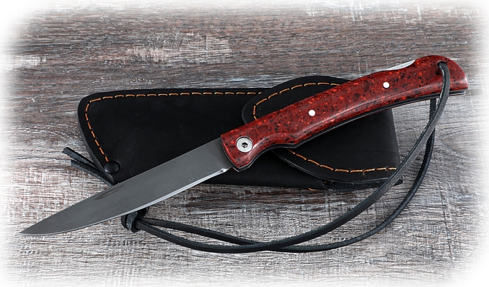 Нож Мексиканец, складной, сталь Х12МФ, рукоять накладки акрил красный