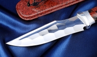Нож Носорог сталь Х12МФ полный камень рукоять акрил комбинированный с дюралью на подставке - Нож Носорог сталь Х12МФ полный камень рукоять акрил комбинированный с дюралью на подставке