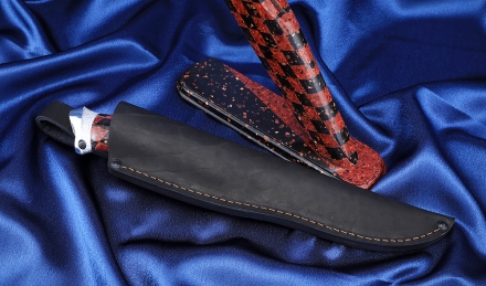 Подарочный Нож Носорог сталь Х12МФ полный камень рукоять акрил комбинированный с дюралью на подставке Подарочный Нож Носорог сталь Х12МФ полный камень рукоять акрил комбинированный с дюралью на подставке