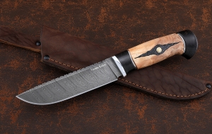 Нож Барракуда-2 сталь дамаск, рукоять черный граб карельская береза резная Нож Барракуда-2 сталь дамаск, рукоять черный граб карельская береза резная