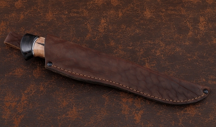 Нож Барракуда-2 сталь дамаск, рукоять черный граб карельская береза резная Нож Барракуда-2 сталь дамаск, рукоять черный граб карельская береза резная