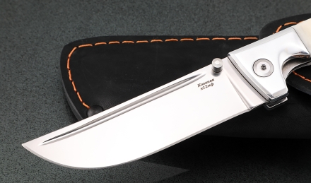 Нож складной Пчак сталь Х12МФ рукоять акрил белый мусульманский значок Нож складной Пчак сталь Х12МФ рукоять акрил белый мусульманский значок