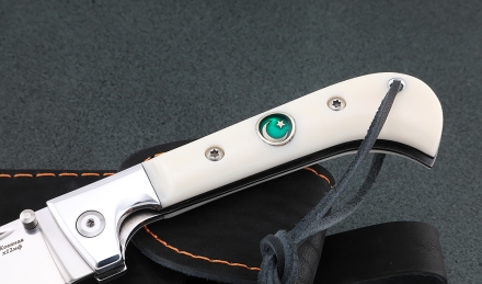 Нож складной Пчак сталь Х12МФ рукоять акрил белый мусульманский значок Нож складной Пчак сталь Х12МФ рукоять акрил белый мусульманский значок