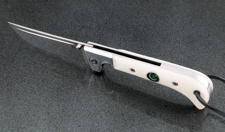 Нож складной Пчак сталь Х12МФ рукоять акрил белый мусульманский значок Нож складной Пчак сталь Х12МФ рукоять акрил белый мусульманский значок