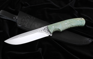 Нож №38 Х12МФ цельнометаллический рукоять карельская береза зеленая