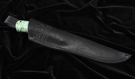 Нож №38 Х12МФ цельнометаллический рукоять карельская береза зеленая