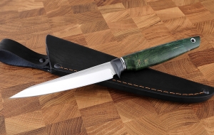 Нож Ферзь М390 рукоять G10 черная, карельская береза зеленая