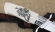 Авторский нож «Шериф» сталь Elmax, рукоять рог лося со скримшоу с формованными ножнами