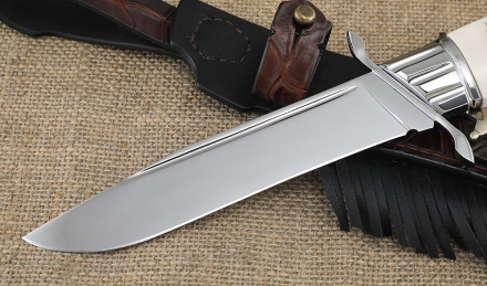 Авторский нож «Шериф» сталь Elmax, рукоять рог лося со скримшоу с формованными ножнами Авторский нож «Шериф» сталь Elmax, рукоять рог лося со скримшоу с формованными ножнами