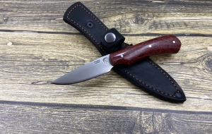 Кухонный нож №17  цельнометаллический сталь х12мф сатин, накладки акрил красный  (распродажа)  